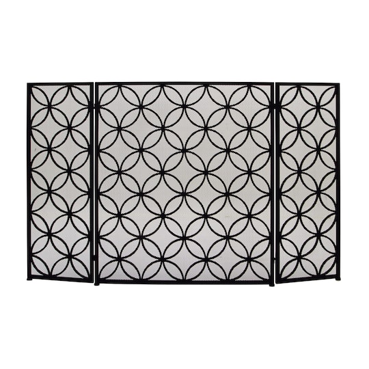 Black Metal Modern Fireplace Screen